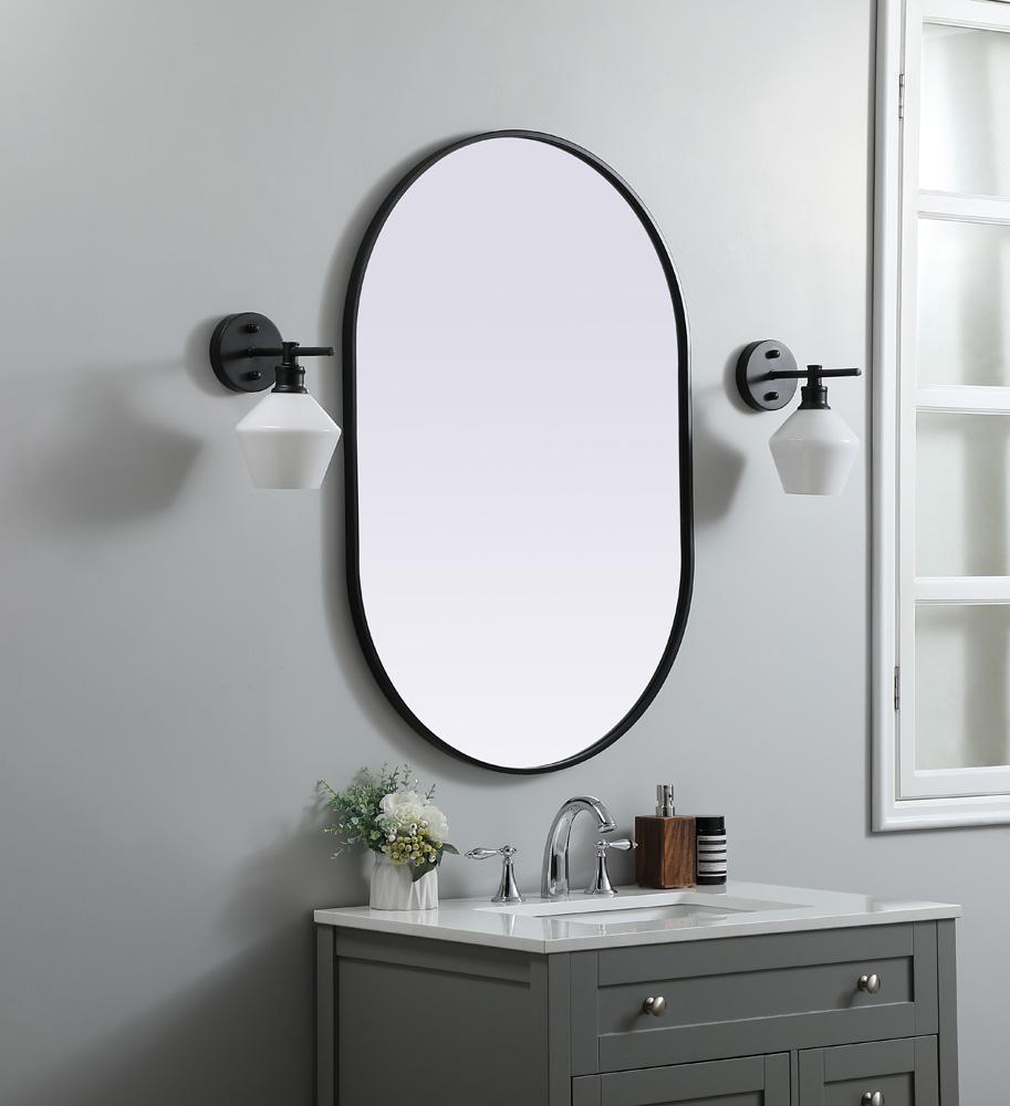 Elegant Furniture & Lighting - Asha Metal Frame Oval Mirror 27x40 Inch in Black - MR2A2740BLK veiw 3