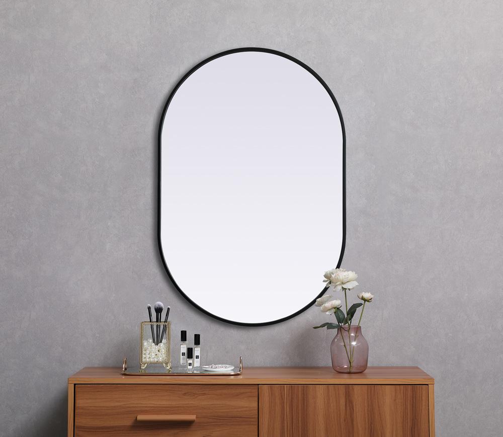 Elegant Furniture & Lighting - Asha Metal Frame Oval Mirror 27x40 Inch in Black - MR2A2740BLK veiw 4