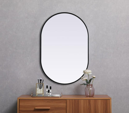 Elegant Furniture & Lighting - Asha Metal Frame Oval Mirror 27x40 Inch in Black - MR2A2740BLK veiw 4