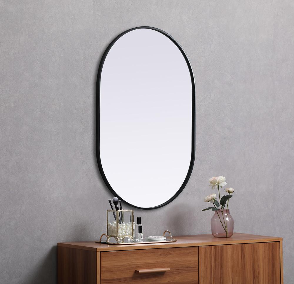 Elegant Furniture & Lighting - Asha Metal Frame Oval Mirror 27x40 Inch in Black - MR2A2740BLK veiw 5