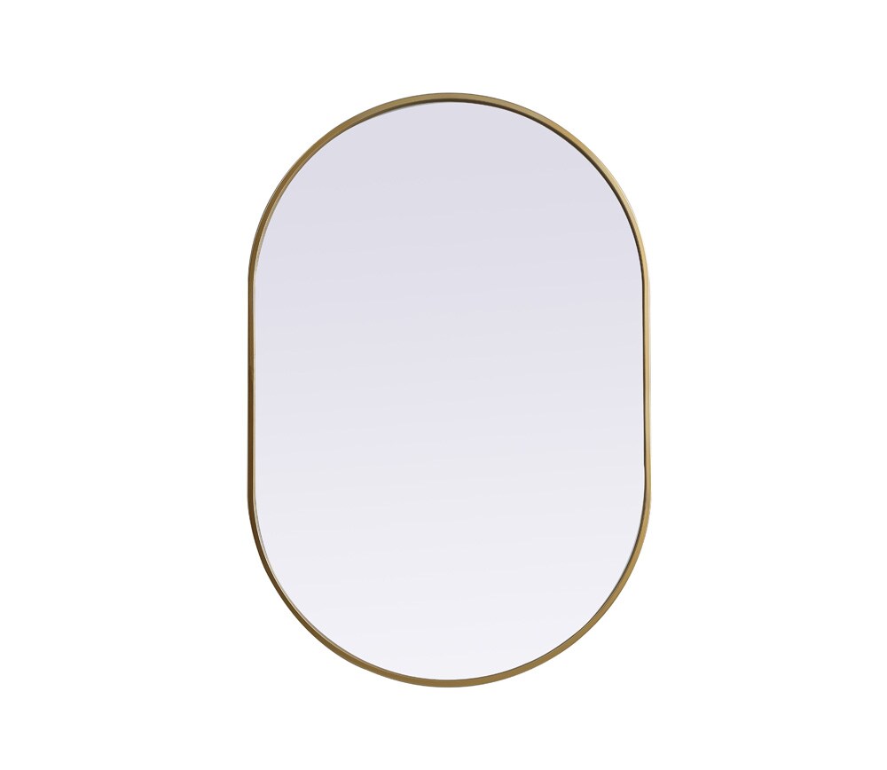 Elegant Furniture & Lighting - Asha Metal Frame Oval Mirror 27x40 Inch in Brass - MR2A2740BRS veiw 1