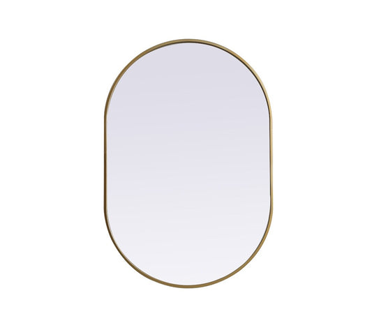 Elegant Furniture & Lighting - Asha Metal Frame Oval Mirror 27x40 Inch in Brass - MR2A2740BRS veiw 1