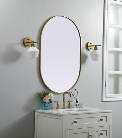 Elegant Furniture & Lighting - Asha Metal Frame Oval Mirror 27x40 Inch in Brass - MR2A2740BRS veiw 3
