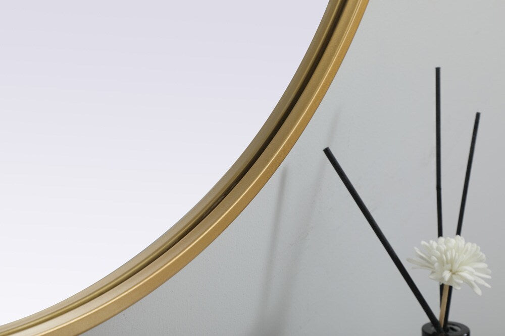 Elegant Furniture & Lighting - Asha Metal Frame Oval Mirror 27x40 Inch in Brass - MR2A2740BRS veiw 7