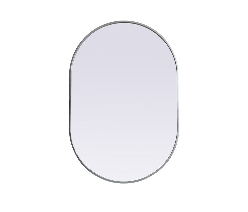 Elegant Furniture & Lighting - Asha Metal Frame Oval Mirror 27x40 Inch in Silver - MR2A2740SIL veiw 1