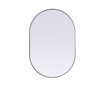 Elegant Furniture & Lighting - Asha Metal Frame Oval Mirror 27x40 Inch in Silver - MR2A2740SIL veiw 1