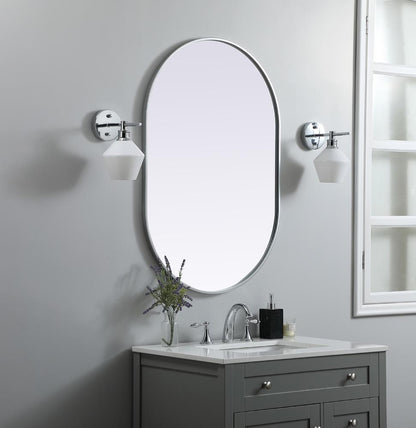 Elegant Furniture & Lighting - Asha Metal Frame Oval Mirror 27x40 Inch in Silver - MR2A2740SIL veiw 3