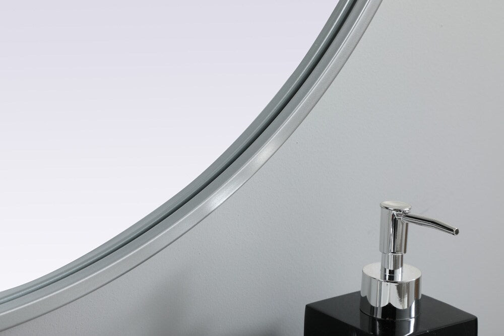 Elegant Furniture & Lighting - Asha Metal Frame Oval Mirror 27x40 Inch in Silver - MR2A2740SIL veiw 7