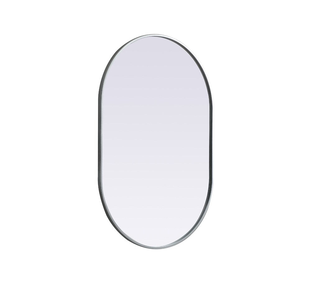 Elegant Furniture & Lighting - Asha Metal Frame Oval Mirror 27x40 Inch in Silver - MR2A2740SIL veiw 8