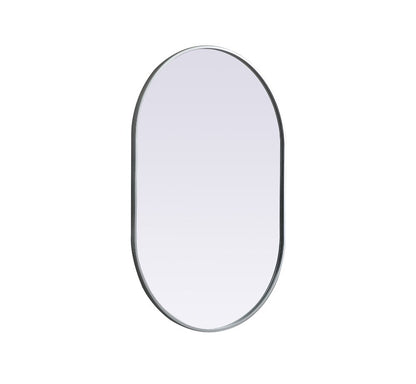 Elegant Furniture & Lighting - Asha Metal Frame Oval Mirror 27x40 Inch in Silver - MR2A2740SIL veiw 8