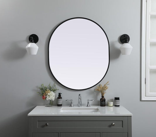 Elegant Furniture & Lighting - Asha Metal Frame Oval Mirror 30x36 Inch in Black - MR2A3036BLK veiw 2