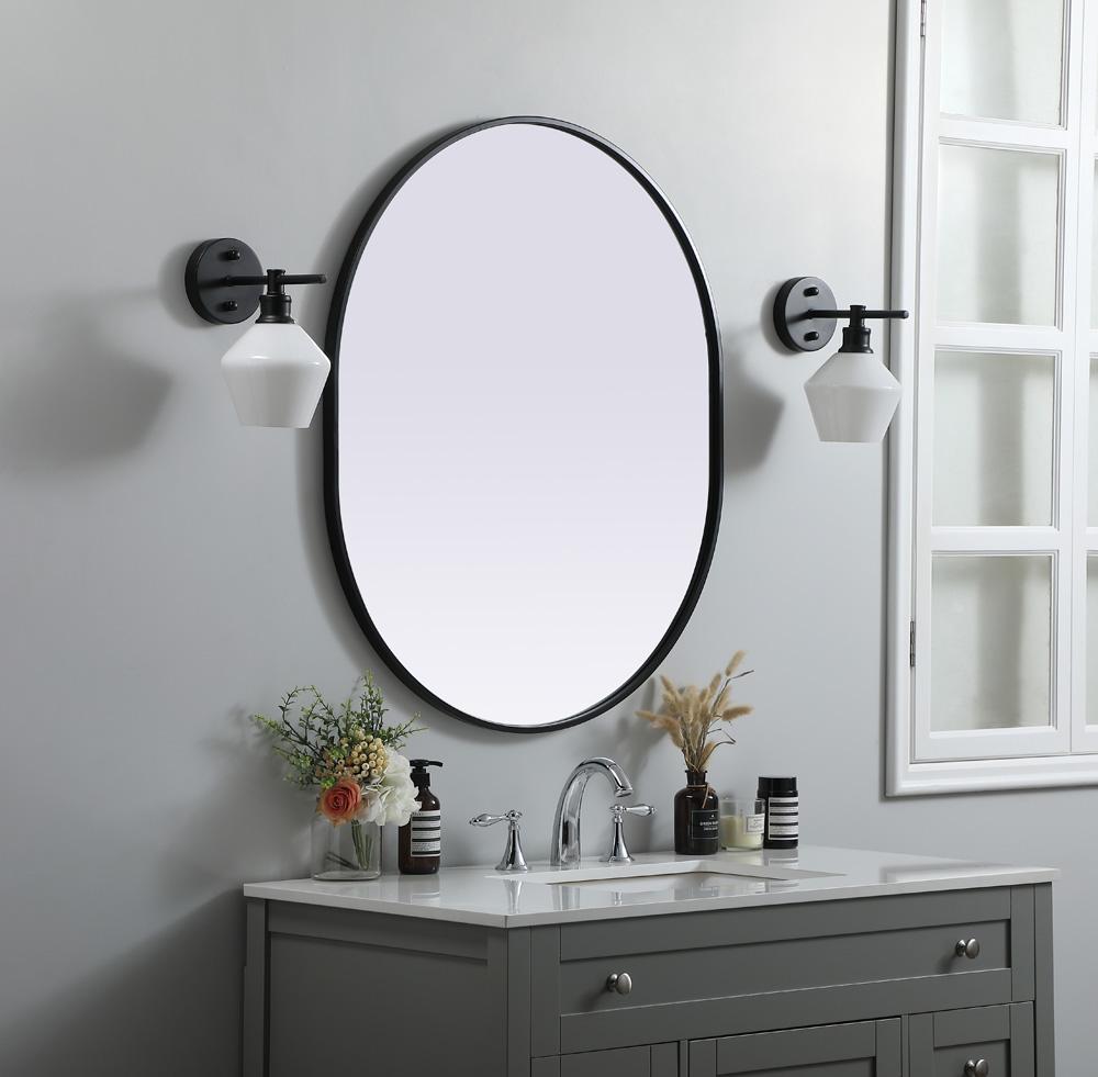 Elegant Furniture & Lighting - Asha Metal Frame Oval Mirror 30x36 Inch in Black - MR2A3036BLK veiw 3