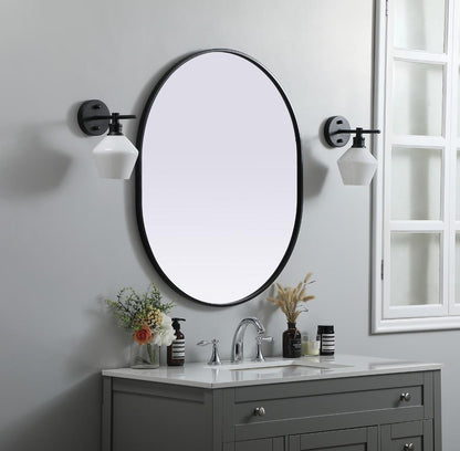 Elegant Furniture & Lighting - Asha Metal Frame Oval Mirror 30x36 Inch in Black - MR2A3036BLK veiw 3