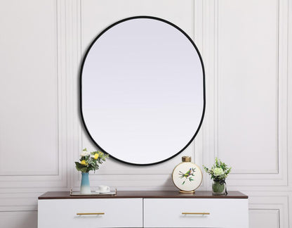 Elegant Furniture & Lighting - Asha Metal Frame Oval Mirror 30x36 Inch in Black - MR2A3036BLK veiw 4