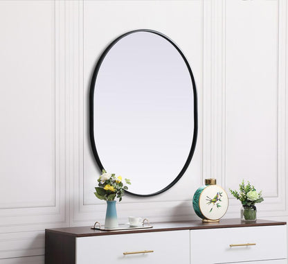 Elegant Furniture & Lighting - Asha Metal Frame Oval Mirror 30x36 Inch in Black - MR2A3036BLK veiw 5
