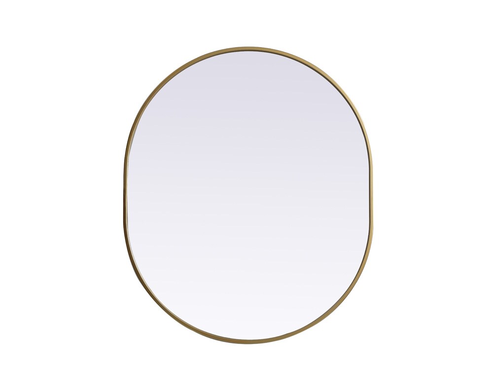 Elegant Furniture & Lighting - Asha Metal Frame Oval Mirror 30x36 Inch in Brass - MR2A3036BRS veiw 1