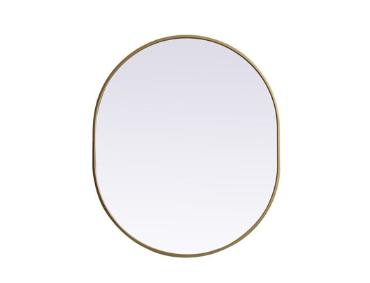 Elegant Furniture & Lighting - Asha Metal Frame Oval Mirror 30x36 Inch in Brass - MR2A3036BRS veiw 1