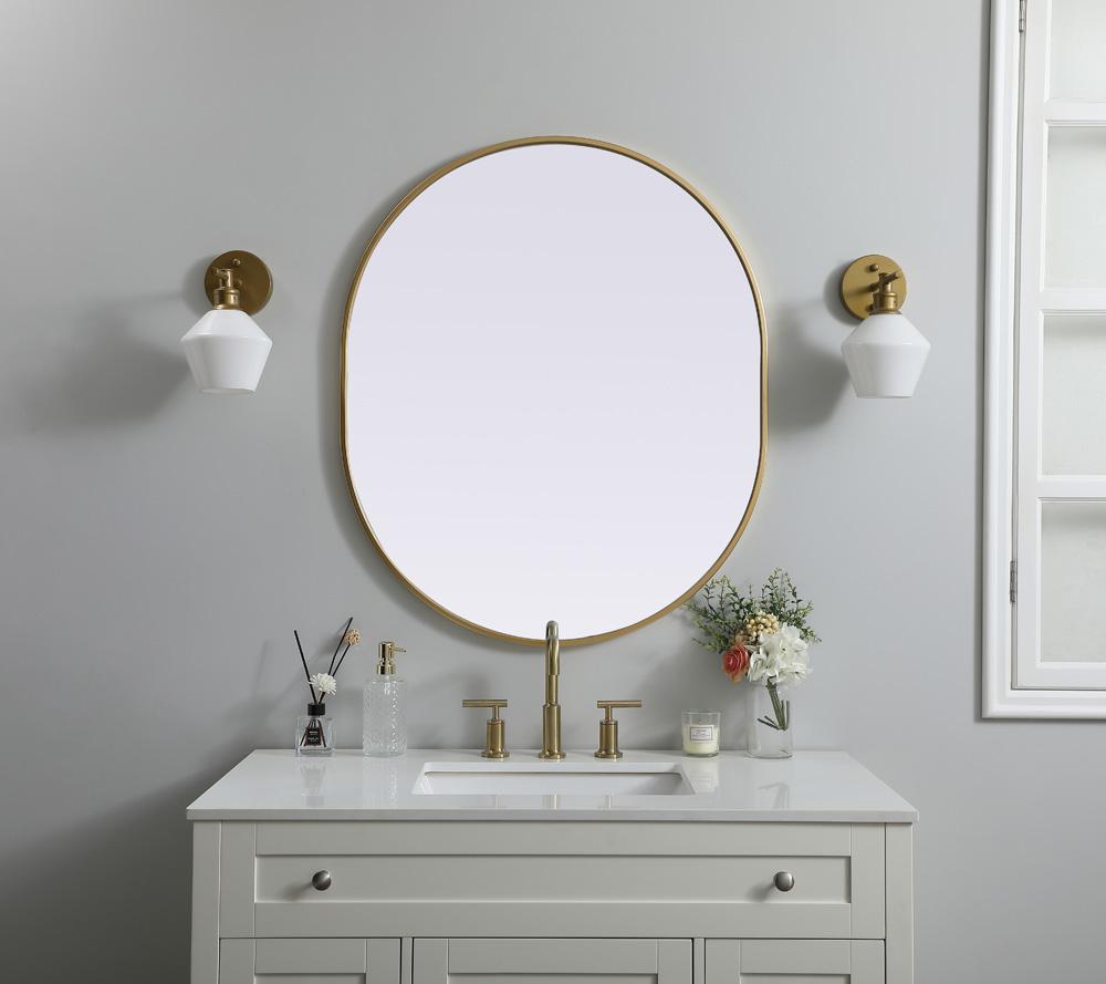 Elegant Furniture & Lighting - Asha Metal Frame Oval Mirror 30x36 Inch in Brass - MR2A3036BRS veiw 2