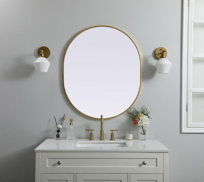 Elegant Furniture & Lighting - Asha Metal Frame Oval Mirror 30x36 Inch in Brass - MR2A3036BRS veiw 2