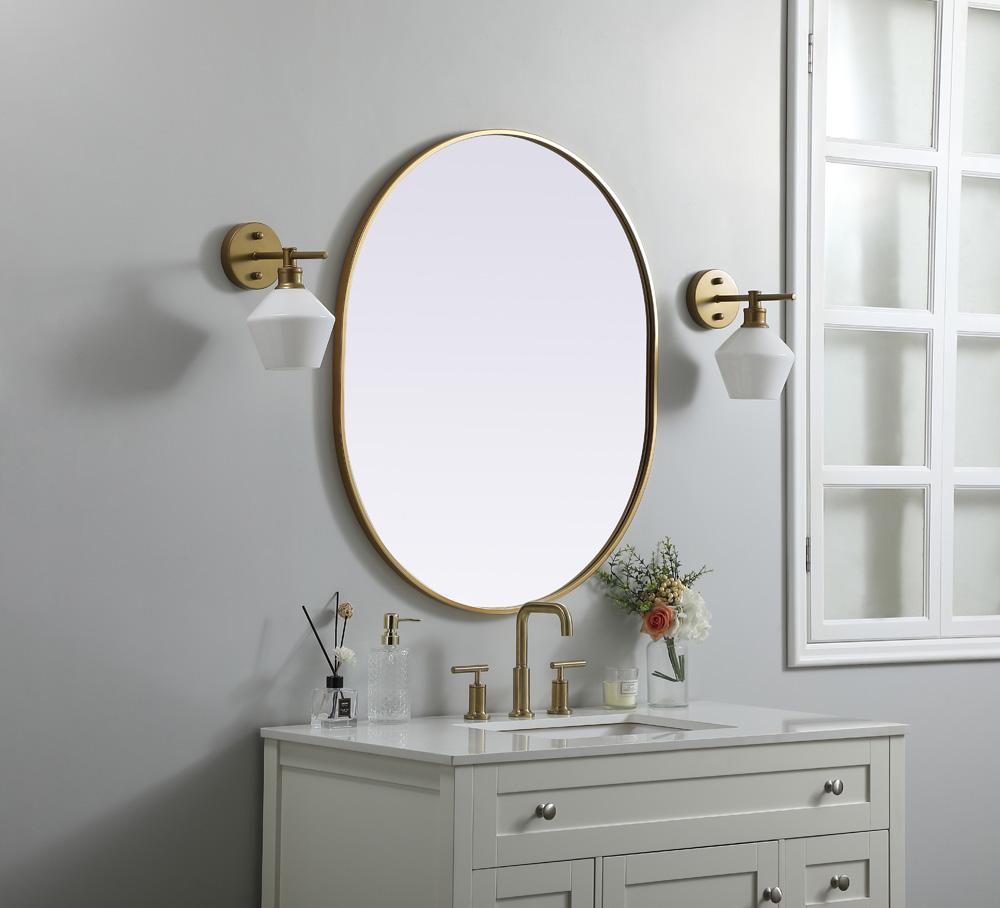 Elegant Furniture & Lighting - Asha Metal Frame Oval Mirror 30x36 Inch in Brass - MR2A3036BRS veiw 3