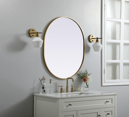 Elegant Furniture & Lighting - Asha Metal Frame Oval Mirror 30x36 Inch in Brass - MR2A3036BRS veiw 3
