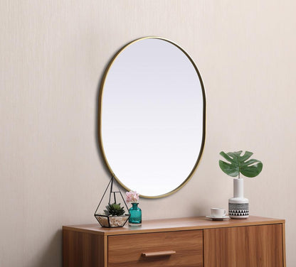 Elegant Furniture & Lighting - Asha Metal Frame Oval Mirror 30x36 Inch in Brass - MR2A3036BRS veiw 5