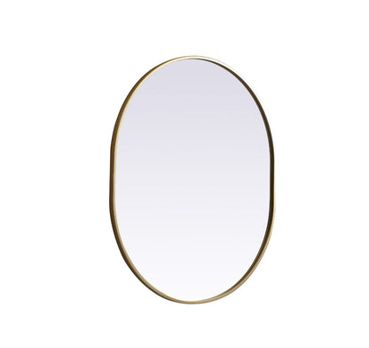 Elegant Furniture & Lighting - Asha Metal Frame Oval Mirror 30x36 Inch in Brass - MR2A3036BRS veiw 8