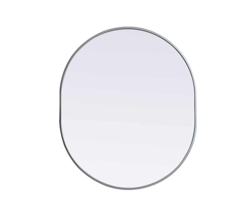 Elegant Furniture & Lighting - Asha Metal Frame Oval Mirror 30x36 Inch in Silver - MR2A3036SIL veiw 1