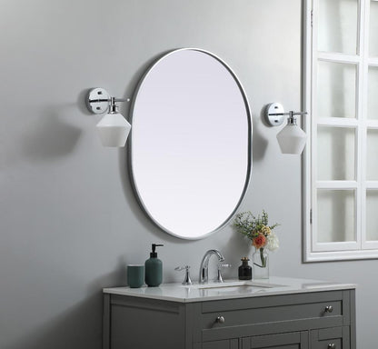 Elegant Furniture & Lighting - Asha Metal Frame Oval Mirror 30x36 Inch in Silver - MR2A3036SIL veiw 3