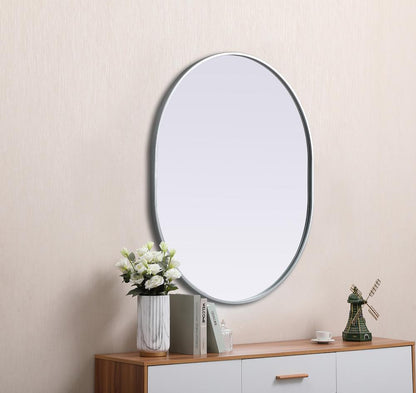 Elegant Furniture & Lighting - Asha Metal Frame Oval Mirror 30x36 Inch in Silver - MR2A3036SIL veiw 5