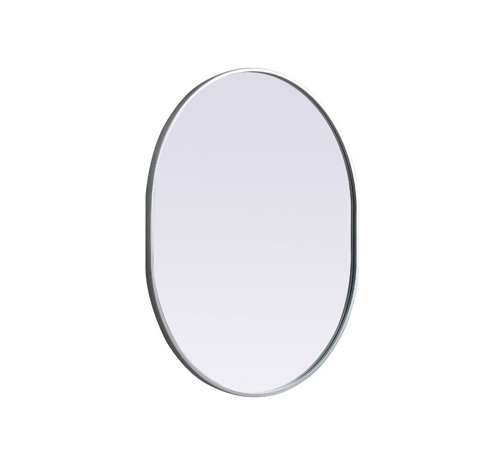 Elegant Furniture & Lighting - Asha Metal Frame Oval Mirror 30x36 Inch in Silver - MR2A3036SIL veiw 8