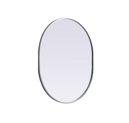 Elegant Furniture & Lighting - Asha Metal Frame Oval Mirror 30x36 Inch in Silver - MR2A3036SIL veiw 8