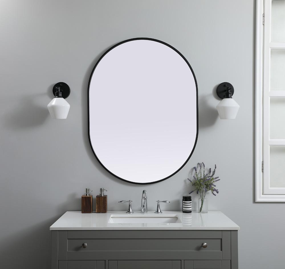 Elegant Furniture & Lighting - Asha Metal Frame Oval Mirror 30x40 Inch in Black - MR2A3040BLK veiw 2