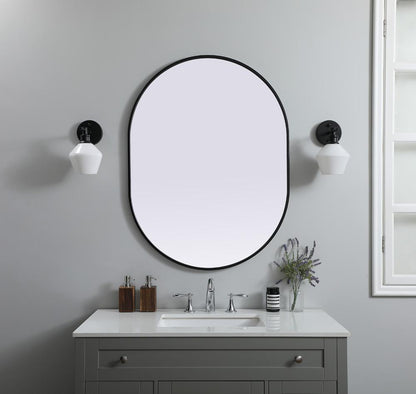 Elegant Furniture & Lighting - Asha Metal Frame Oval Mirror 30x40 Inch in Black - MR2A3040BLK veiw 2