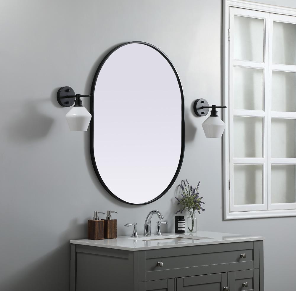 Elegant Furniture & Lighting - Asha Metal Frame Oval Mirror 30x40 Inch in Black - MR2A3040BLK veiw 3