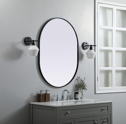 Elegant Furniture & Lighting - Asha Metal Frame Oval Mirror 30x40 Inch in Black - MR2A3040BLK veiw 3