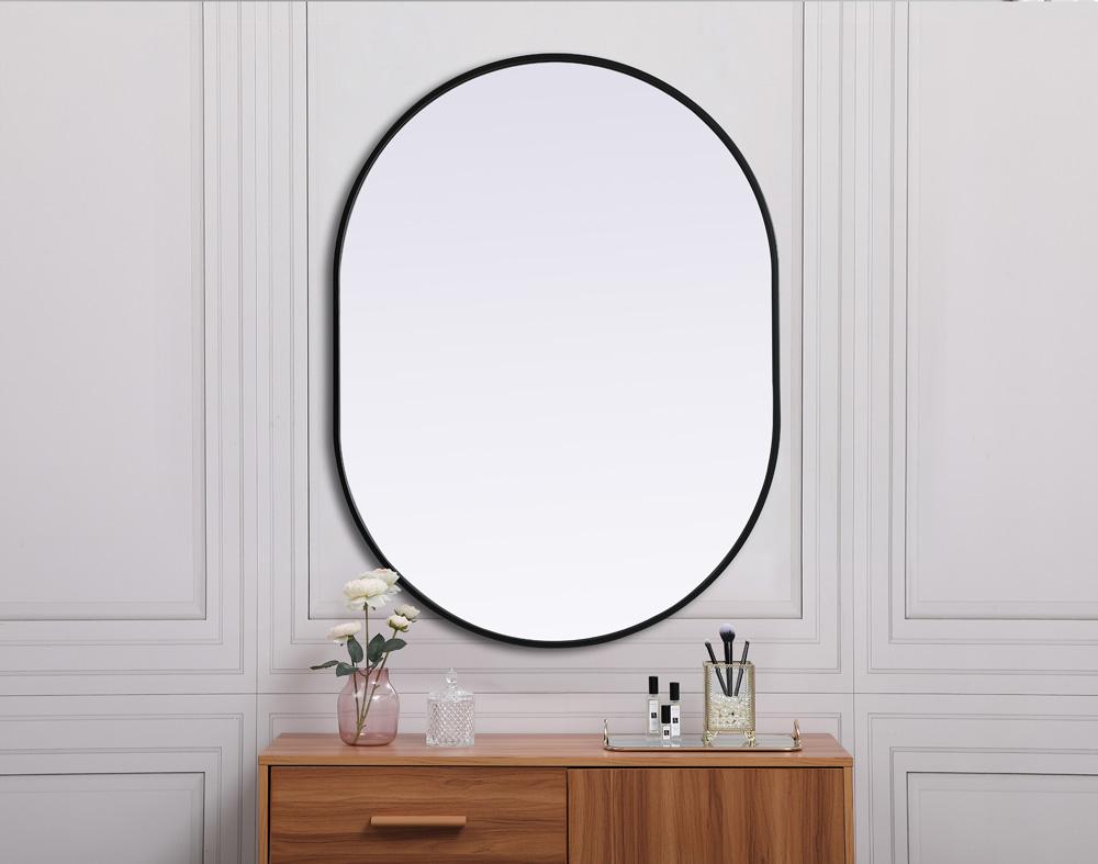 Elegant Furniture & Lighting - Asha Metal Frame Oval Mirror 30x40 Inch in Black - MR2A3040BLK veiw 4
