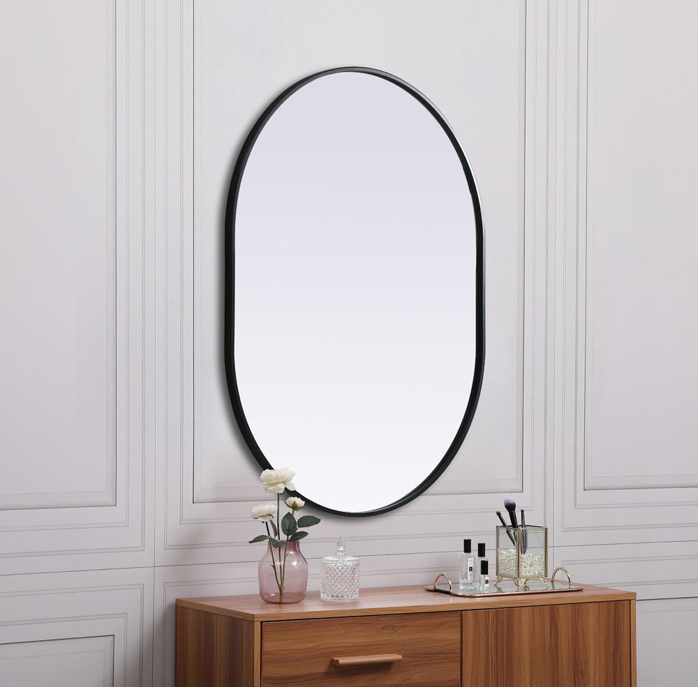 Elegant Furniture & Lighting - Asha Metal Frame Oval Mirror 30x40 Inch in Black - MR2A3040BLK veiw 5