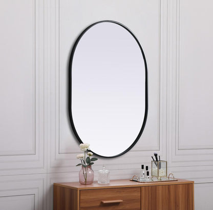 Elegant Furniture & Lighting - Asha Metal Frame Oval Mirror 30x40 Inch in Black - MR2A3040BLK veiw 5
