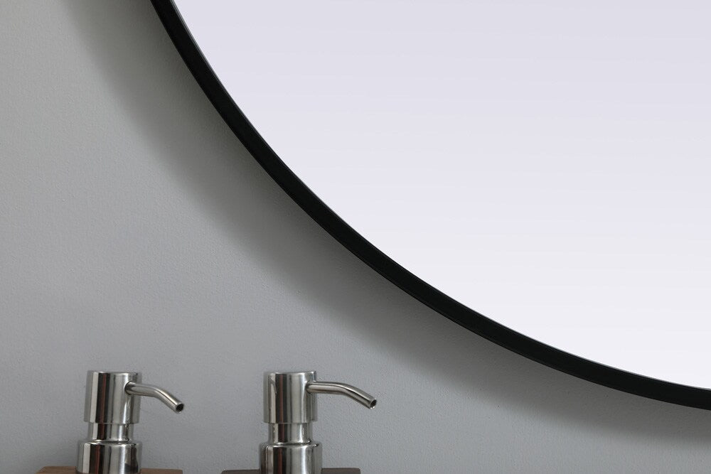 Elegant Furniture & Lighting - Asha Metal Frame Oval Mirror 30x40 Inch in Black - MR2A3040BLK veiw 6