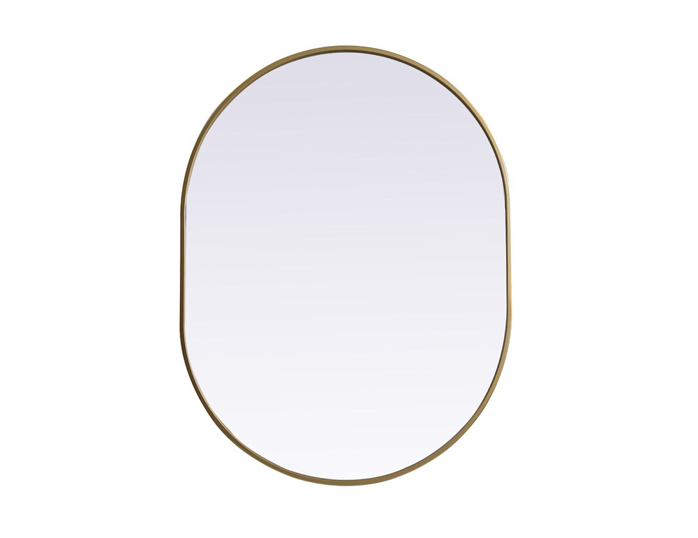 Elegant Furniture & Lighting - Asha Metal Frame Oval Mirror 30x40 Inch in Brass - MR2A3040BRS veiw 1