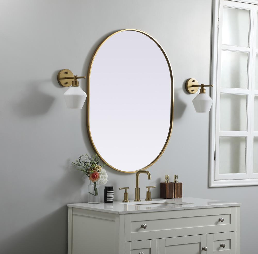 Elegant Furniture & Lighting - Asha Metal Frame Oval Mirror 30x40 Inch in Brass - MR2A3040BRS veiw 3
