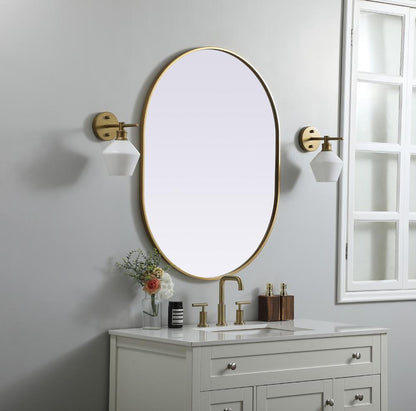 Elegant Furniture & Lighting - Asha Metal Frame Oval Mirror 30x40 Inch in Brass - MR2A3040BRS veiw 3