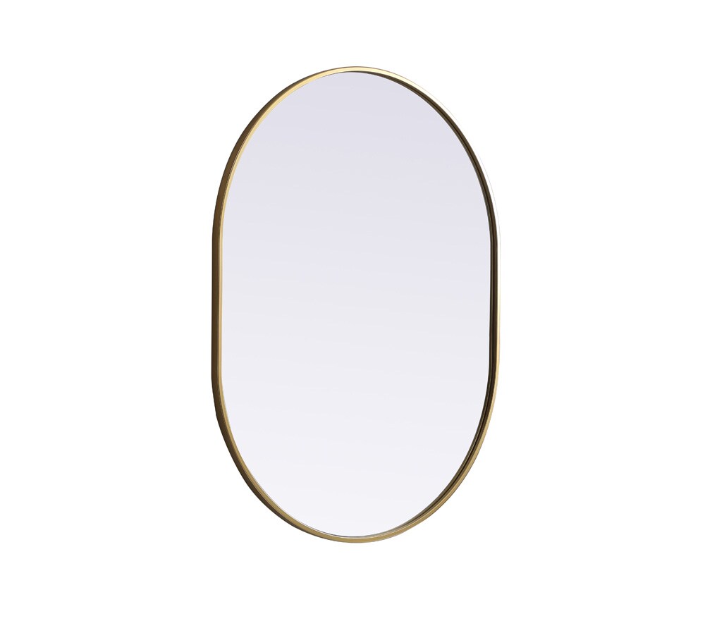 Elegant Furniture & Lighting - Asha Metal Frame Oval Mirror 30x40 Inch in Brass - MR2A3040BRS veiw 8