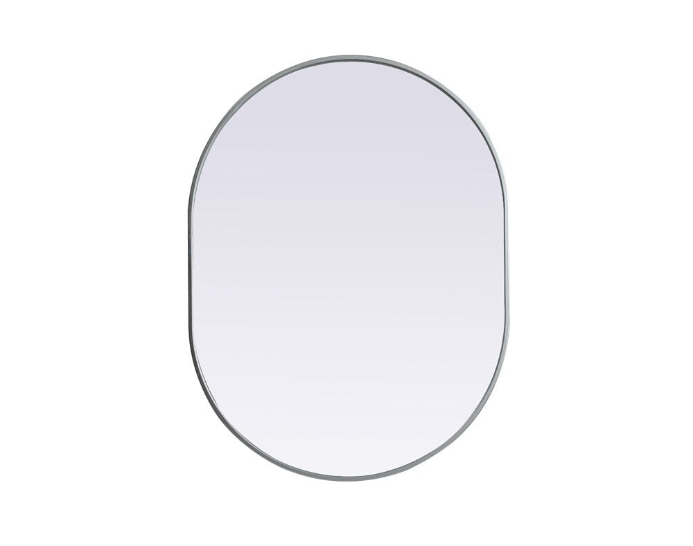 Elegant Furniture & Lighting - Asha Metal Frame Oval Mirror 30x40 Inch in Silver - MR2A3040SIL veiw 1