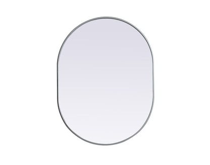 Elegant Furniture & Lighting - Asha Metal Frame Oval Mirror 30x40 Inch in Silver - MR2A3040SIL veiw 1