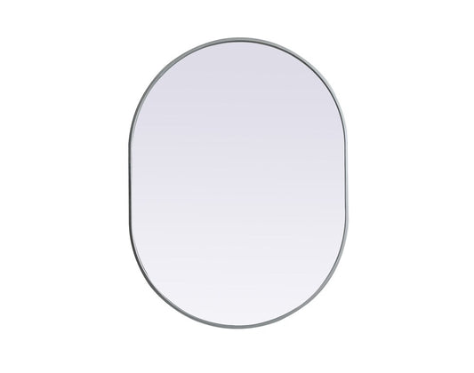 Elegant Furniture & Lighting - Asha Metal Frame Oval Mirror 30x40 Inch in Silver - MR2A3040SIL veiw 1