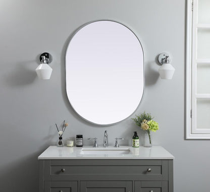 Elegant Furniture & Lighting - Asha Metal Frame Oval Mirror 30x40 Inch in Silver - MR2A3040SIL veiw 2