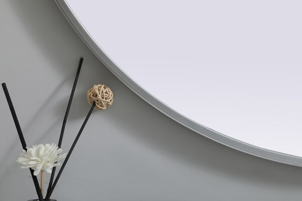 Elegant Furniture & Lighting - Asha Metal Frame Oval Mirror 30x40 Inch in Silver - MR2A3040SIL veiw 6