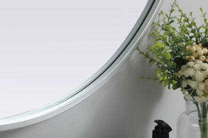 Elegant Furniture & Lighting - Asha Metal Frame Oval Mirror 30x40 Inch in Silver - MR2A3040SIL veiw 7